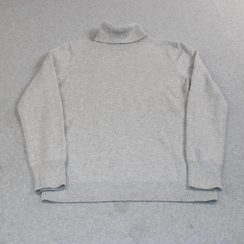Talbots Sweater Women Small Gray Cashmere Blend Turtleneck Sparkle Knit Pullover